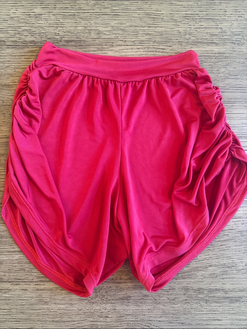 Girls' Red Dance Shorts with Ruched Side Detail